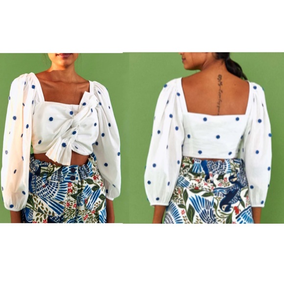 FARM RIO Blue flowers crop top - Picture 4 of 9